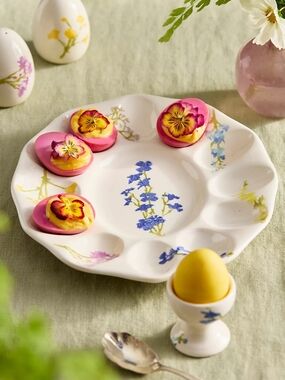 Anthropologie Colorful Floral Deviled Egg Plate